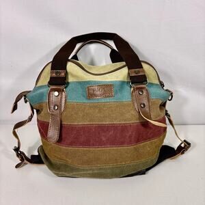 Manjianghong Multicolor Striped Canvas Messenger Bag Bin4